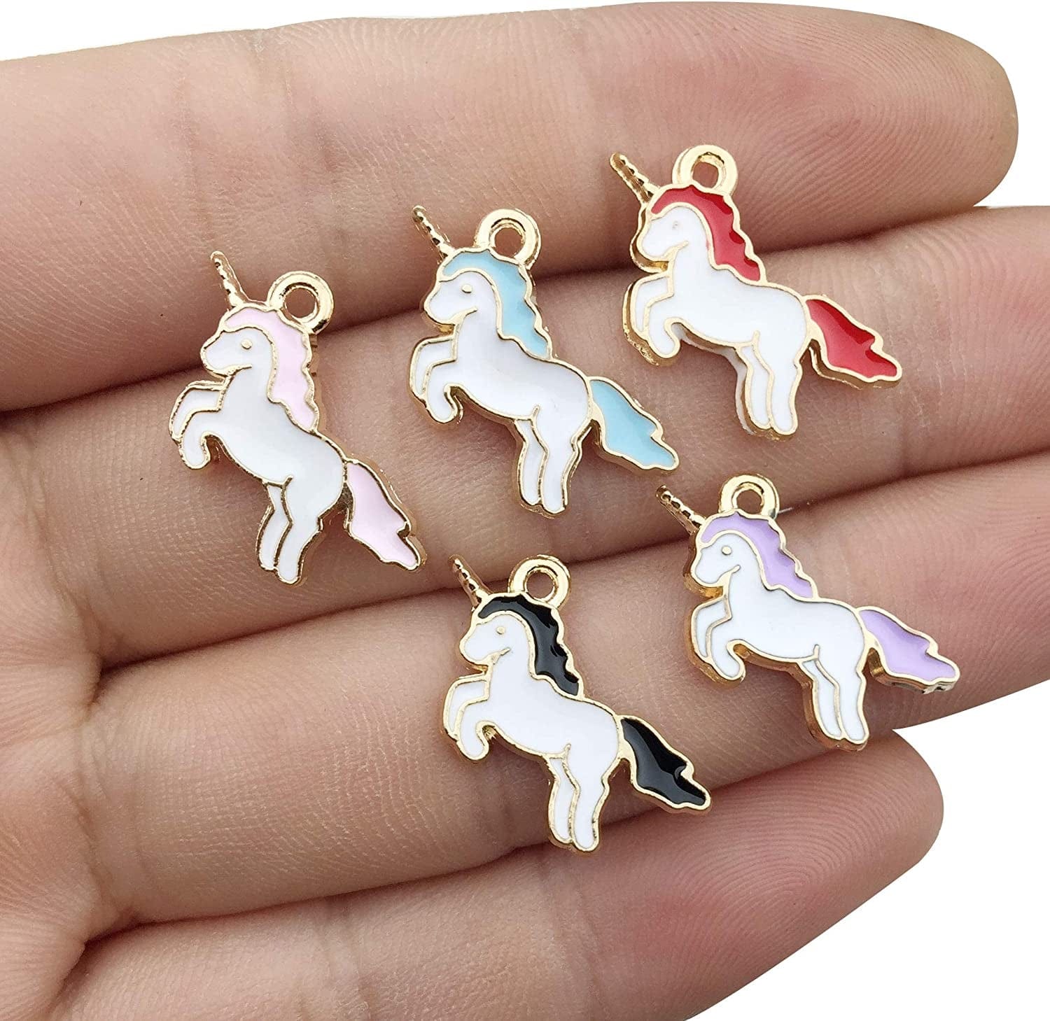 50Pcs Gold Plated Cute Enamel Unicorn Charm Pendant for DIY Jewelry Making Necklace Bracelet Earring DIY Jewelry Accessories Charms (M158)