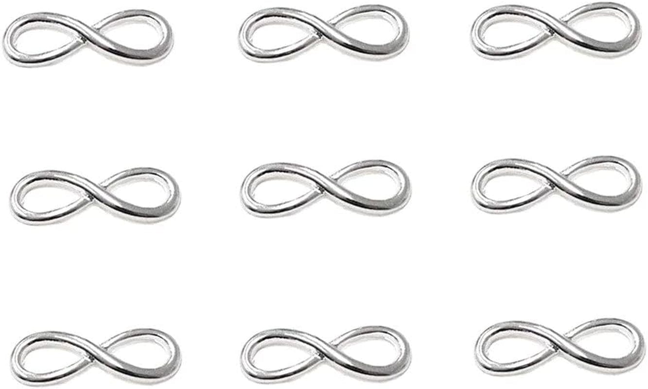 50Pcs Infinity Symbol Connectors Charms Pendants for DIY Bracelet Necklace Jewelry Making Accessories(Golden) 8 Infinity Symbol-13*32mm-Antique Silver(50pcs)