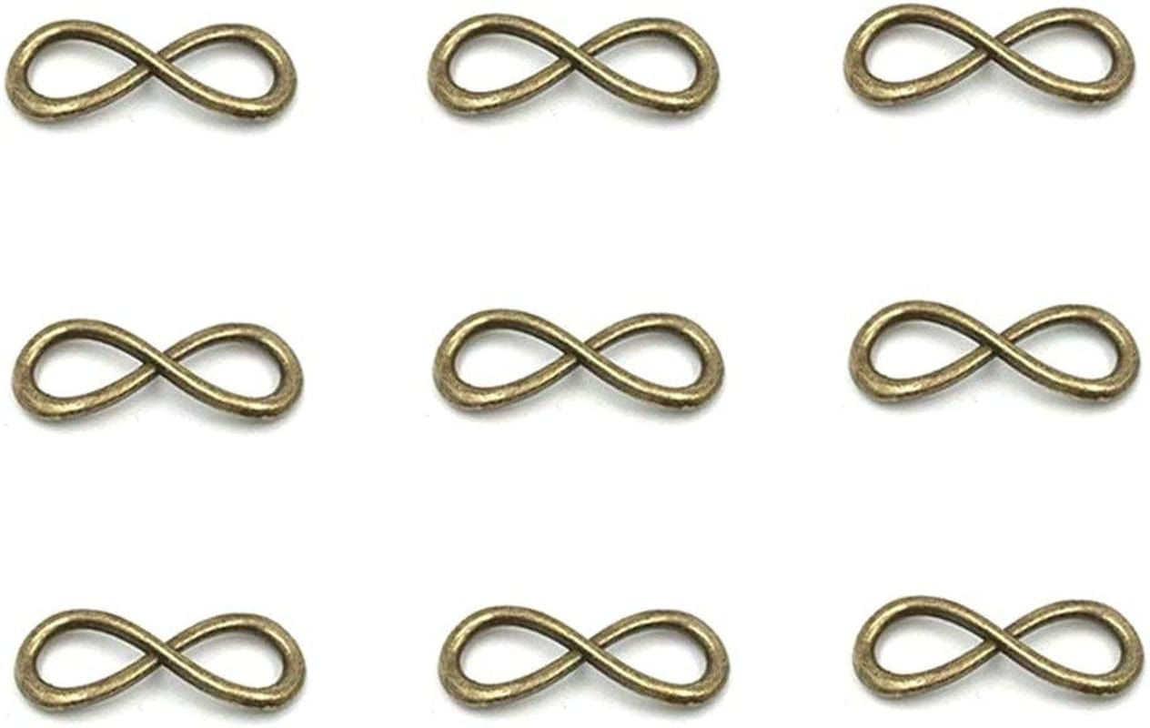 50Pcs Infinity Symbol Connectors Charms Pendants for DIY Bracelet Necklace Jewelry Making Accessories(Golden) 8 Infinity Symbol-13*32mm-Antique Bronze(50pcs)