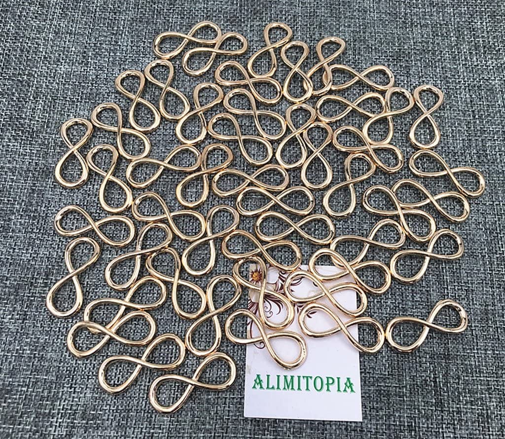50Pcs Infinity Symbol Connectors Charms Pendants for DIY Bracelet Necklace Jewelry Making Accessories(Golden)
