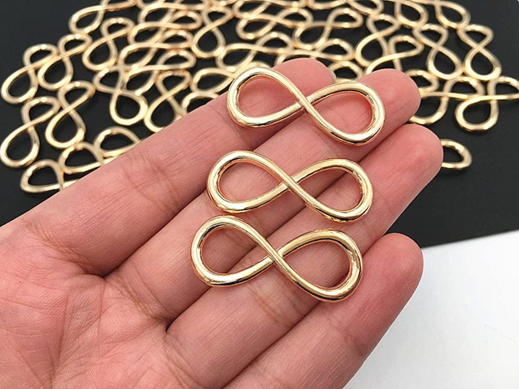 50Pcs Infinity Symbol Connectors Charms Pendants for DIY Bracelet Necklace Jewelry Making Accessories(Golden)