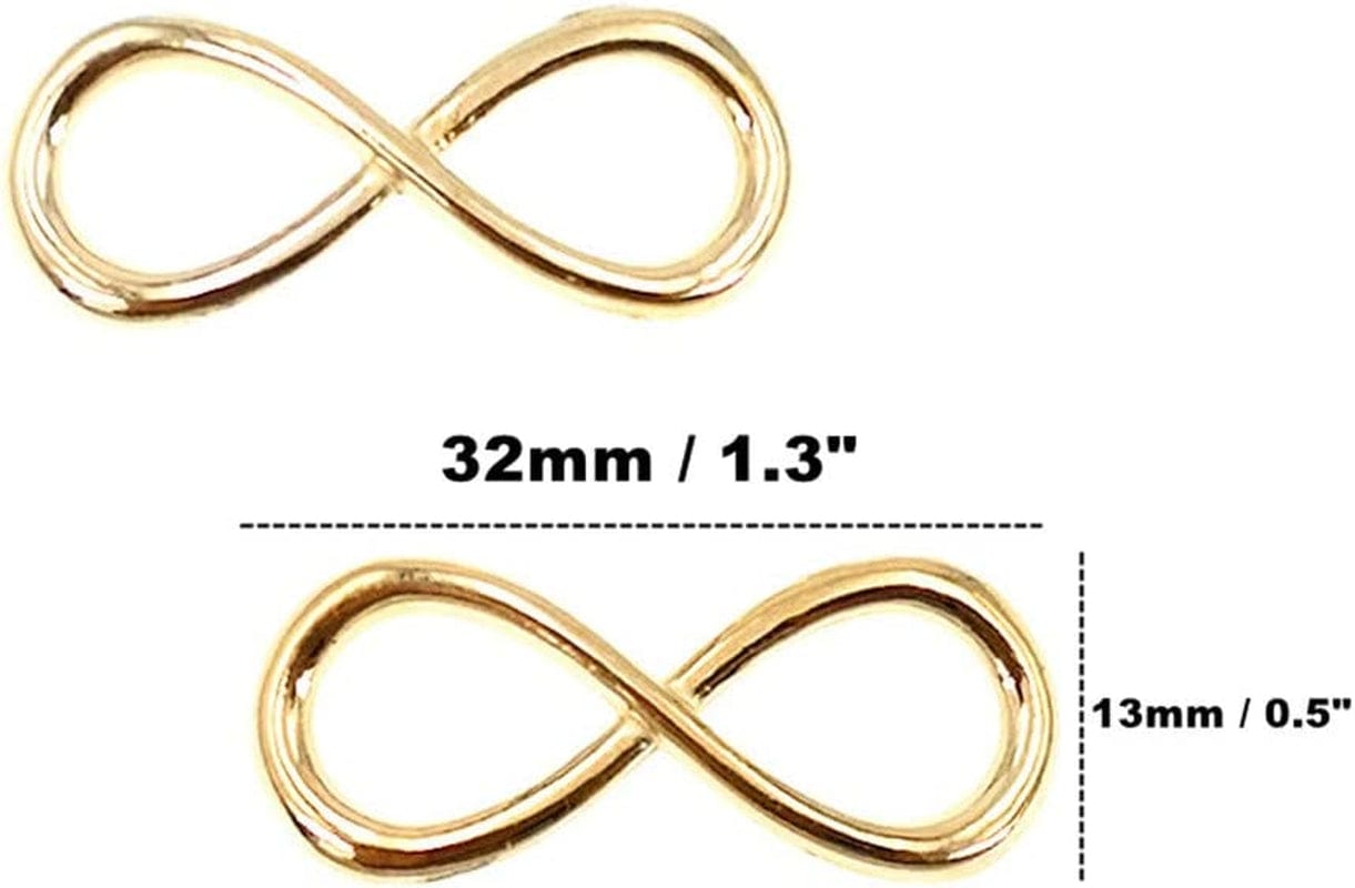 50Pcs Infinity Symbol Connectors Charms Pendants for DIY Bracelet Necklace Jewelry Making Accessories(Golden)