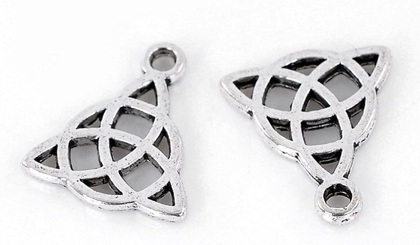 50Pcs Silver Tone Celtic Knot Charm Pendants 15X17Mm(5/8"X5/8")