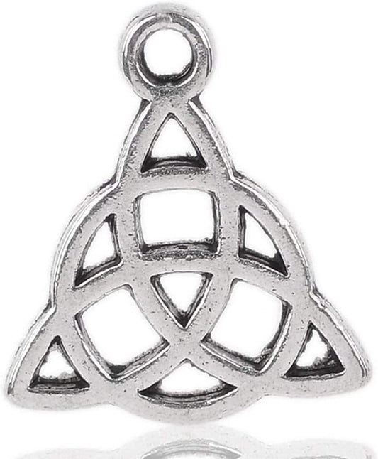 50Pcs Silver Tone Celtic Knot Charm Pendants 15X17Mm(5/8"X5/8")