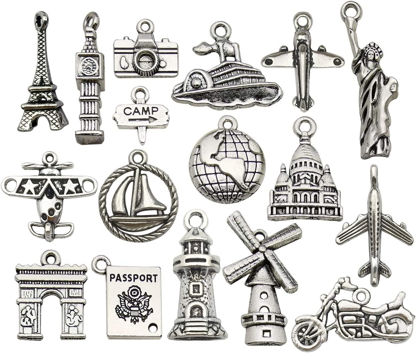 50Pcs Wholesale Bulk Lots Instrument Music Notes Charms for Jewelry Making Mixed Smooth Tibetan Silver Metal Charms Pendants DIY for Jewelry Making Necklace Bracelet and Crafting (M354) Travel Charms