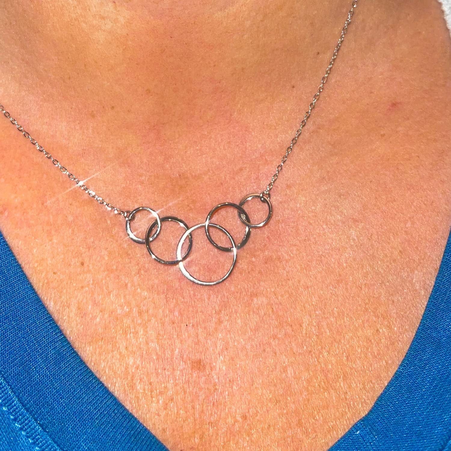 50Th Birthday Gifts for Women - Sterling Silver Infinity 5 Circle 5 Decades Necklace, Mom Gifts, Mothers Day Jewelry Birthday Gift