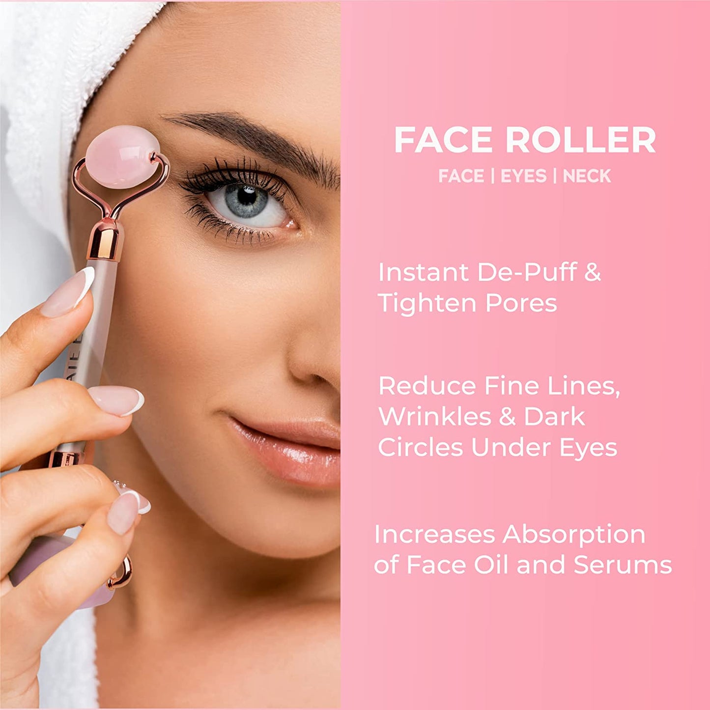 Kate Eve Jade Roller Gua Sha Facial Tools Set, Face Roller Beauty Skin Care Massager Kit for Women, 100% Natural Rose Quartz Skin Roller for Face Eye Neck Relaxing, Puffiness, Anti-Wrinkles, Lift Skin Health & Beauty > Personal Care > Cosmetics > Cosmetic Tools > Skin Care Tools Kate Eve
