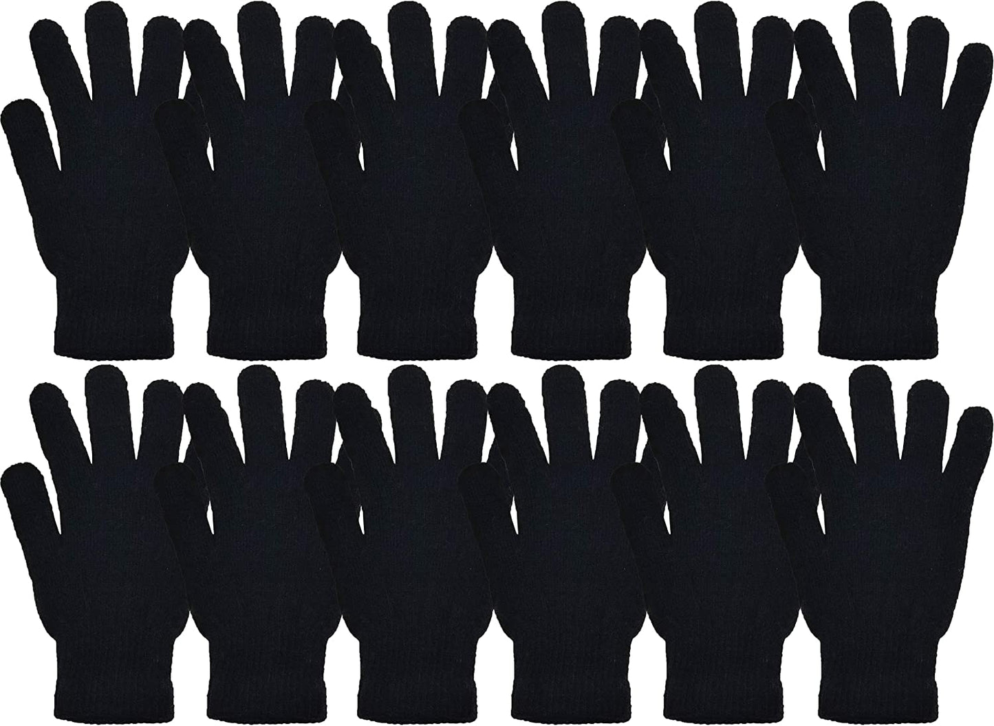 Winter Magic Gloves, 12 Pairs Stretchy Warm Knit Bulk Pack Mens Womens Apparel & Accessories > Clothing Accessories > Gloves & Mittens Winterlace 12 Pairs Black