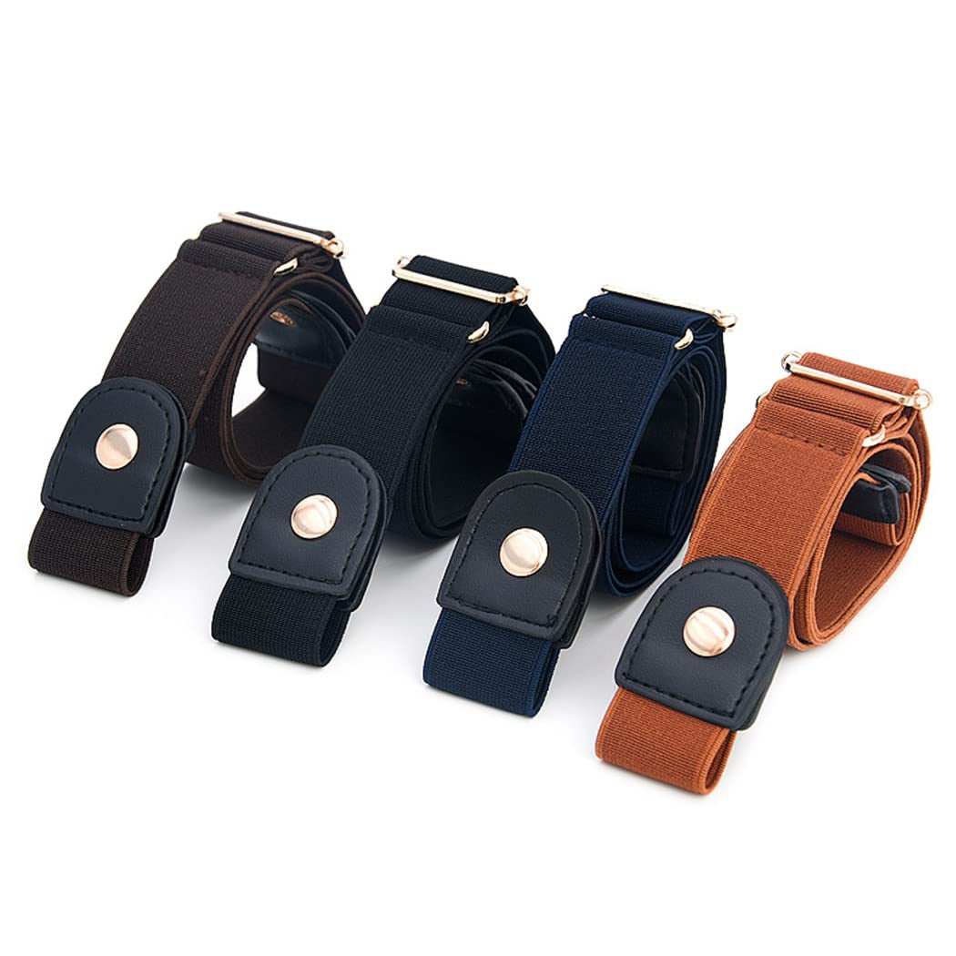 Borsgye No Buckle Elastic Belt Adjustable Stretch Waist Belt Buckless Invisible Belt Buckle Free Belt for Women Men Jeans Pants Dress with Brass Snap Fastener - Black Apparel & Accessories > Clothing Accessories > Belts Borsgye