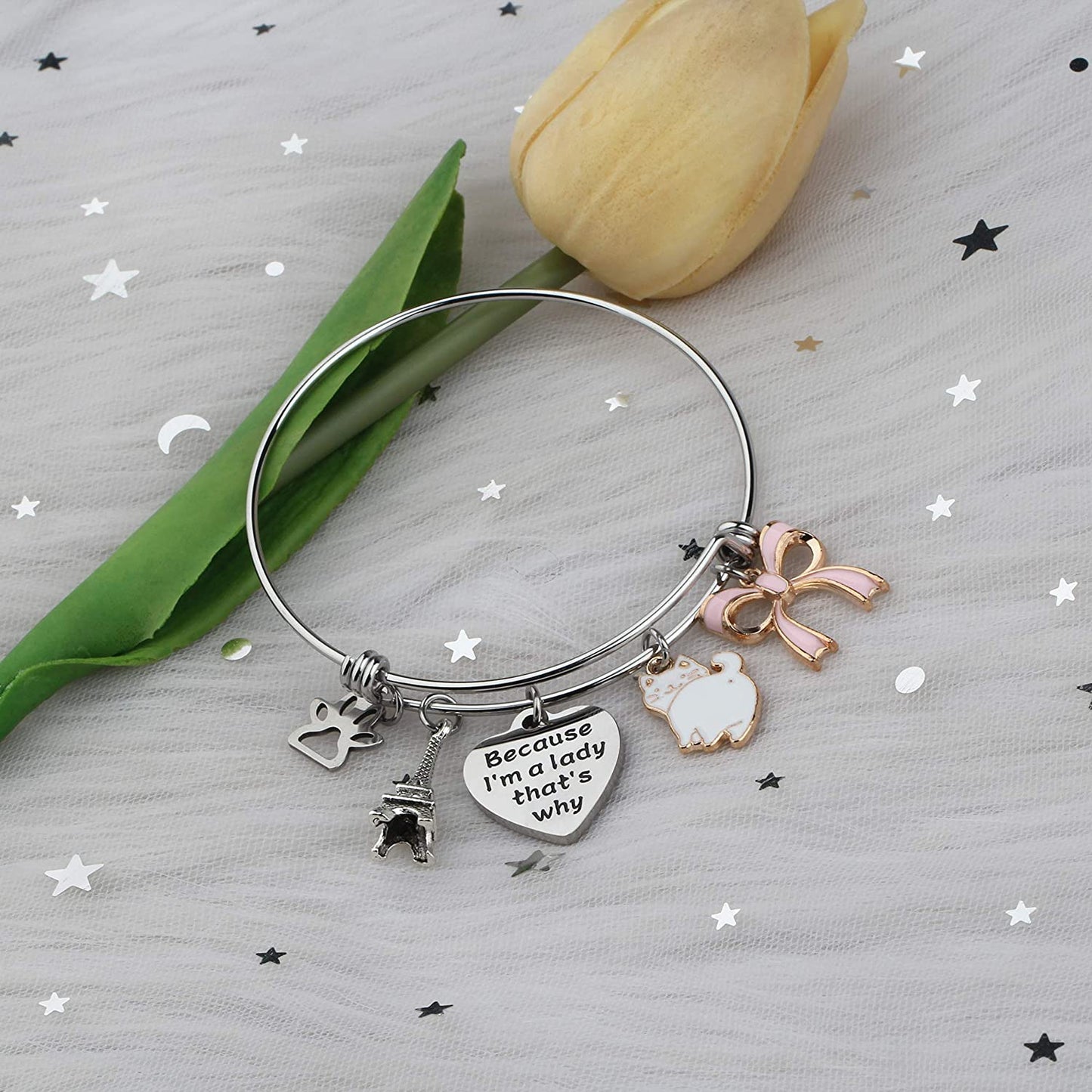 BAUNA the Aristocats Inspired Bracelet Marie Cat Comic Movie Cute Jewelry for Friend Apparel & Accessories > Jewelry > Bracelets BAUNA