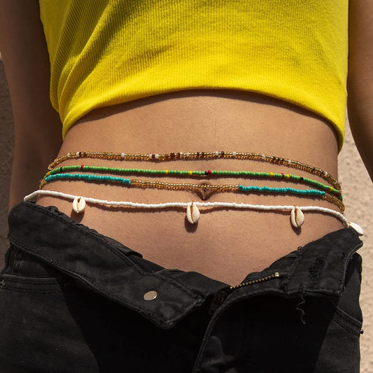 Generic Boho Belly Chain Fashion Beaded Body Chain Shell Body Chain Jewelry for Women and Teen Girl Apparel & Accessories > Jewelry > Body Jewelry Generic