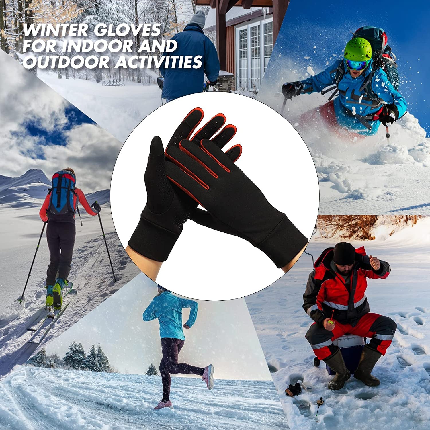 Lightweight Gloves Women Men Touch Screen Thin anti Slip Black Gloves for Driving, Cycling, Running, Fishing, Fitness, Hiking, Sport Apparel & Accessories > Clothing Accessories > Gloves & Mittens J JINPEI