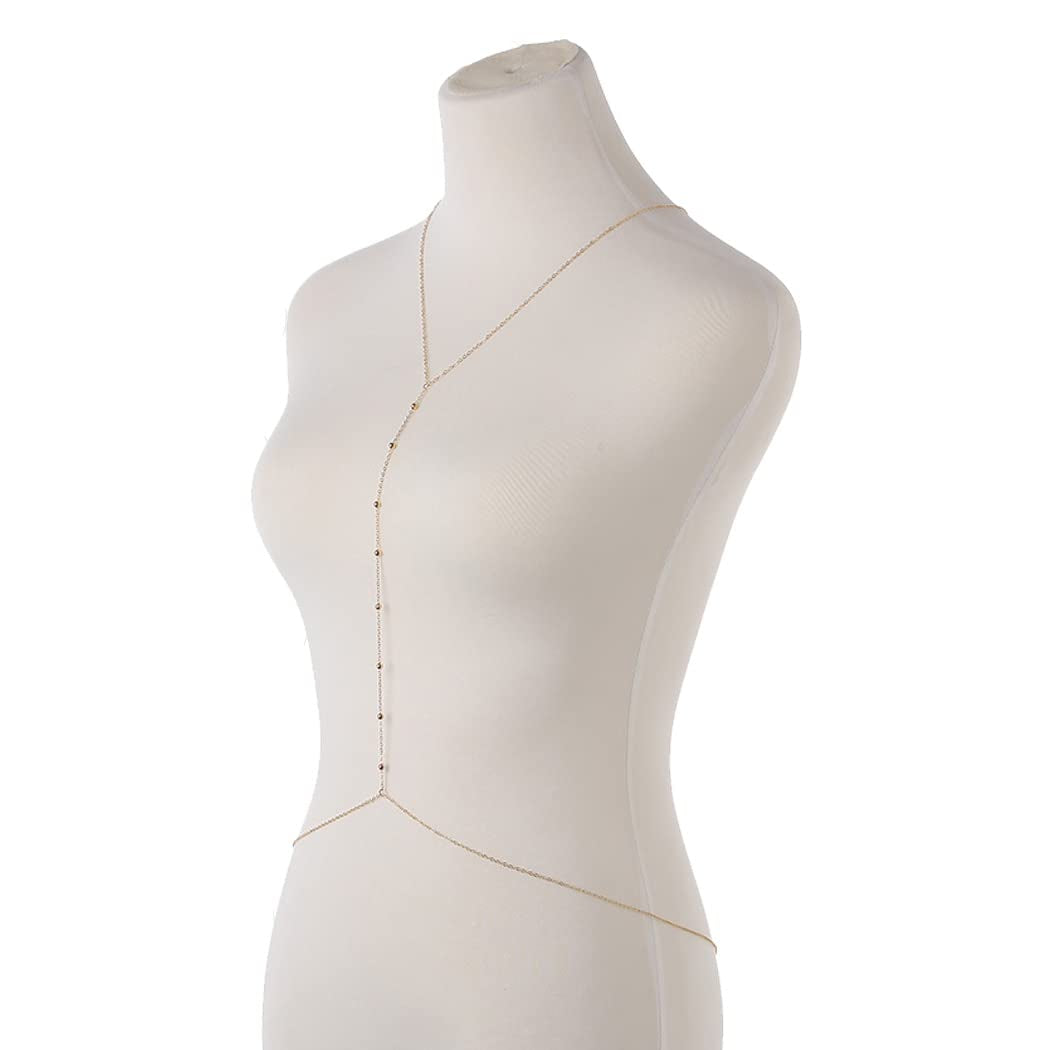 Jerany Boho Gold Body Chain Small Bead Sexy Bra Bikini Waist Body Necklace Beach Body Chains for Women and Girls Apparel & Accessories > Jewelry > Body Jewelry Jerany