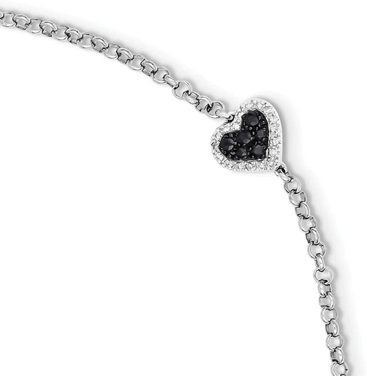 Solid 925 Sterling Silver Anklet Rhodium Diamond & Simulated Sapphire Heart Bracelet - with Secure Lobster Lock Clasp (9Mm) Apparel & Accessories > Jewelry > Anklets Sonia Jewels