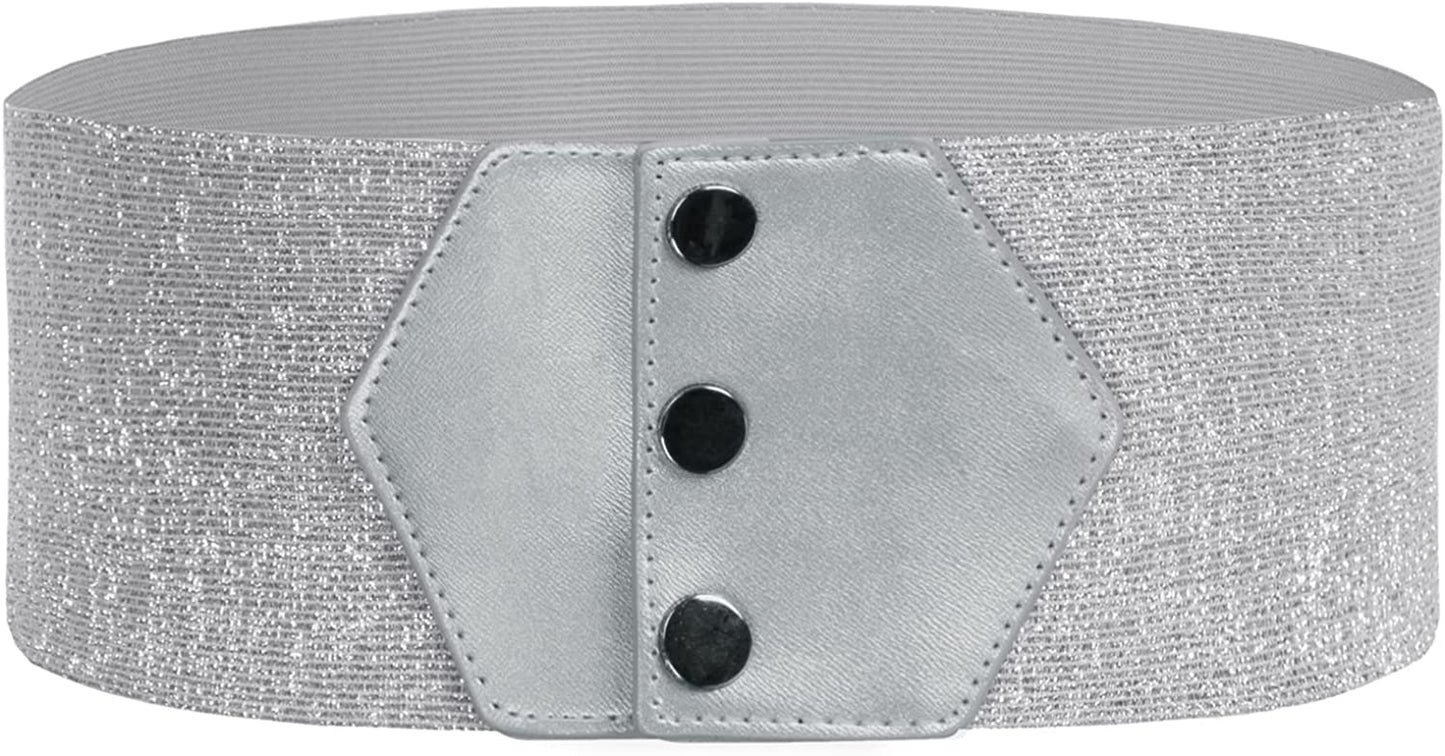 GRACE KARIN Women'S Snap-Button Corset Belt Wide Elastic Belts for Dress Stretchy Waistband Apparel & Accessories > Clothing Accessories > Belts GRACE KARIN Gold Medium