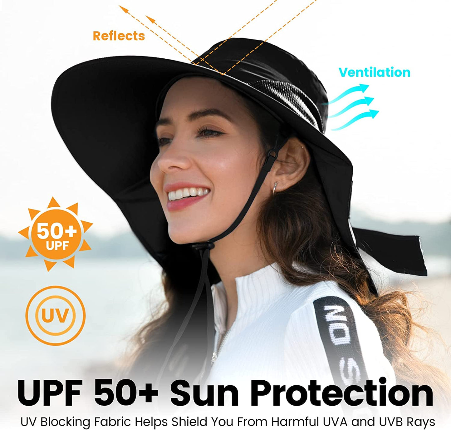 Toppers Womens Mens Sun Hat Rollable UPF 50+ Wide Brim Gardening Hat with Neck Flap Apparel & Accessories > Clothing Accessories > Hats Toppers