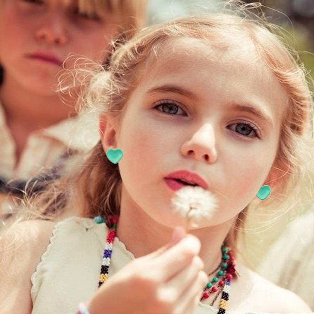 52 Pairs Colorful Cute Stud Earrings for Girls Hypoallergenic Earrings Stainless Steel Earrings for Girls and Women