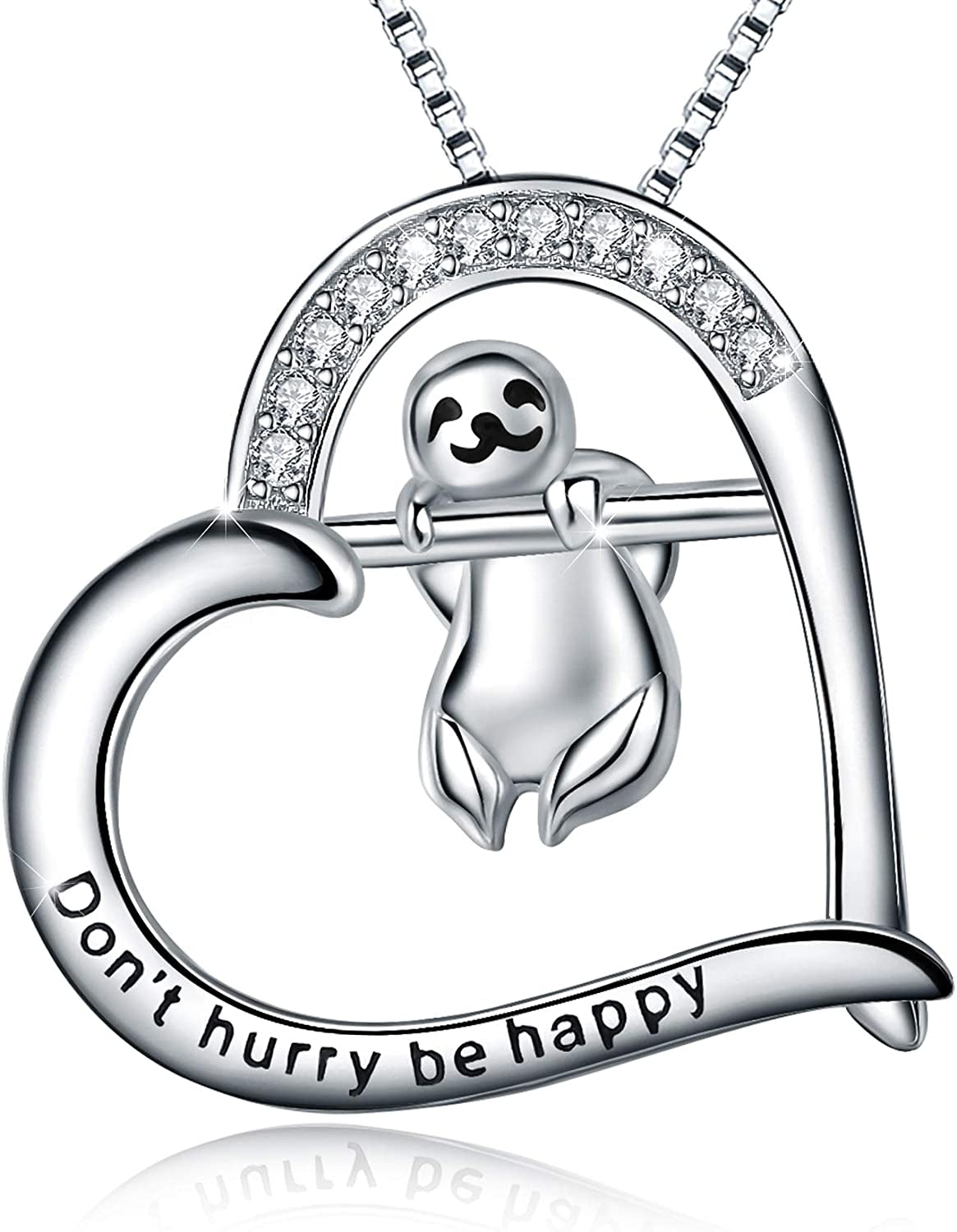 URMWMOO S925 Sterling Silver Sloth Necklace Purple Green Birthstone Moon Jewelry Keep Me in Your Heart Animal Pendant Necklaces Sloths Gifts for Women Girlfriend Apparel & Accessories > Jewelry > Anklets URMWMOO JEWELRY sloth 2