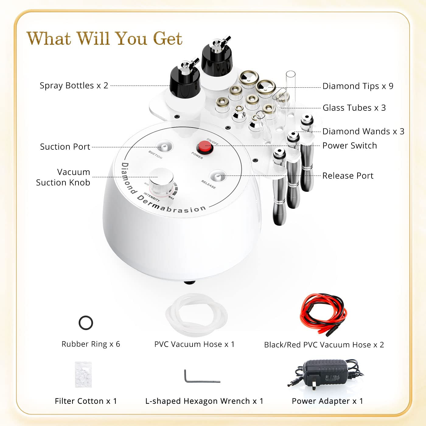 Sextupole Microdermabrasion Machine Professional 3 in 1 Diamond Microdermabrasion Machine Facial Care Equipment with Sprayer Bottle for Blackhead Removal Facial Skin Cleansing Health & Beauty > Personal Care > Cosmetics > Cosmetic Tools > Skin Care Tools Sextupole