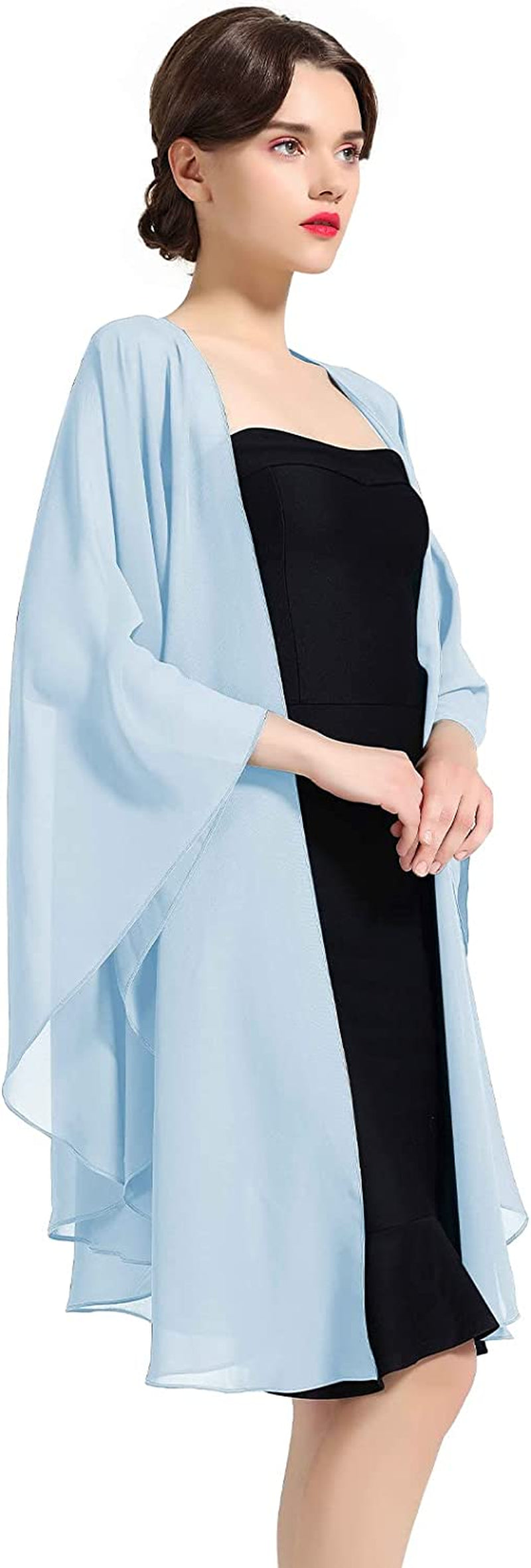 Shawl Wrap Chiffon Scarf for Women Evening Dresses Wedding Stole Black White Blue 25 Colors by BEAUTELICATE Apparel & Accessories > Clothing Accessories > Scarves & Shawls BEAUTELICATE Light Blue