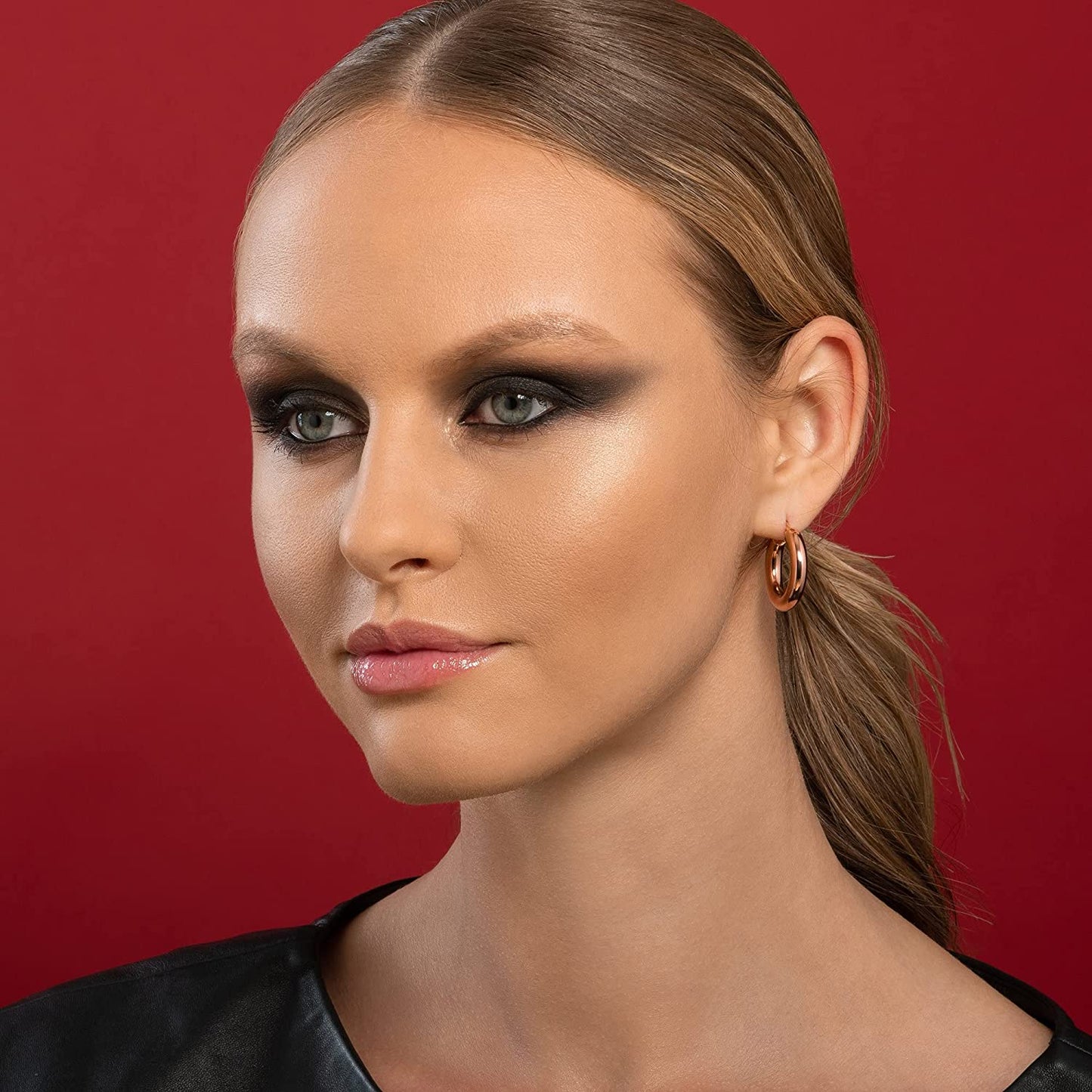 Thick Gold Hoop Earrings Lightweight Howllow Tube Hoops Chunky Gold for Women Hypoallergenic Big Earring 25Mm 30Mm 40Mm 50Mm Apparel & Accessories > Jewelry > Earrings BMMYE