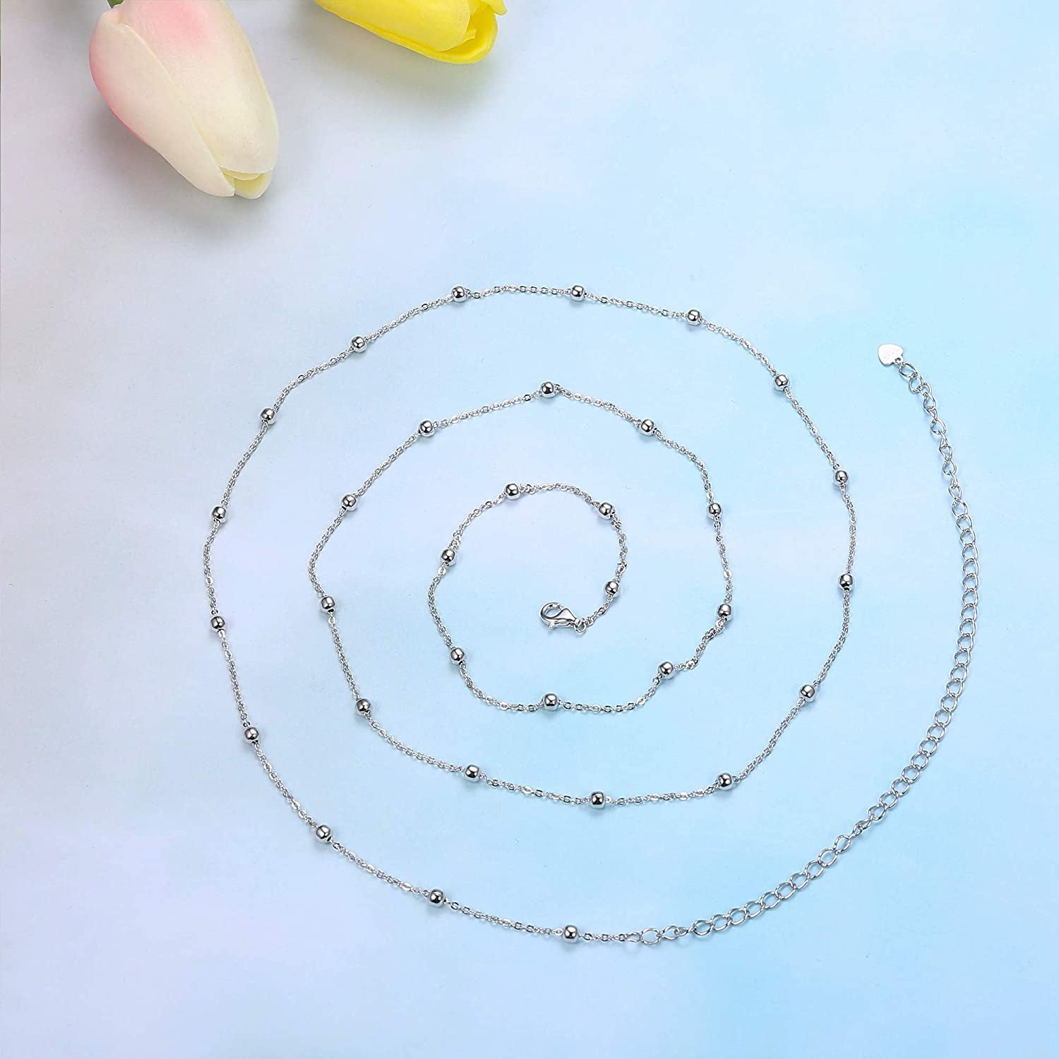 Sllaiss 925 Sterling Silver Beach Body Waist Chain Minimalist Beach Body Belt Chain Beaded Belly Chain for Women Body Jewelry Apparel & Accessories > Jewelry > Body Jewelry Sllaiss