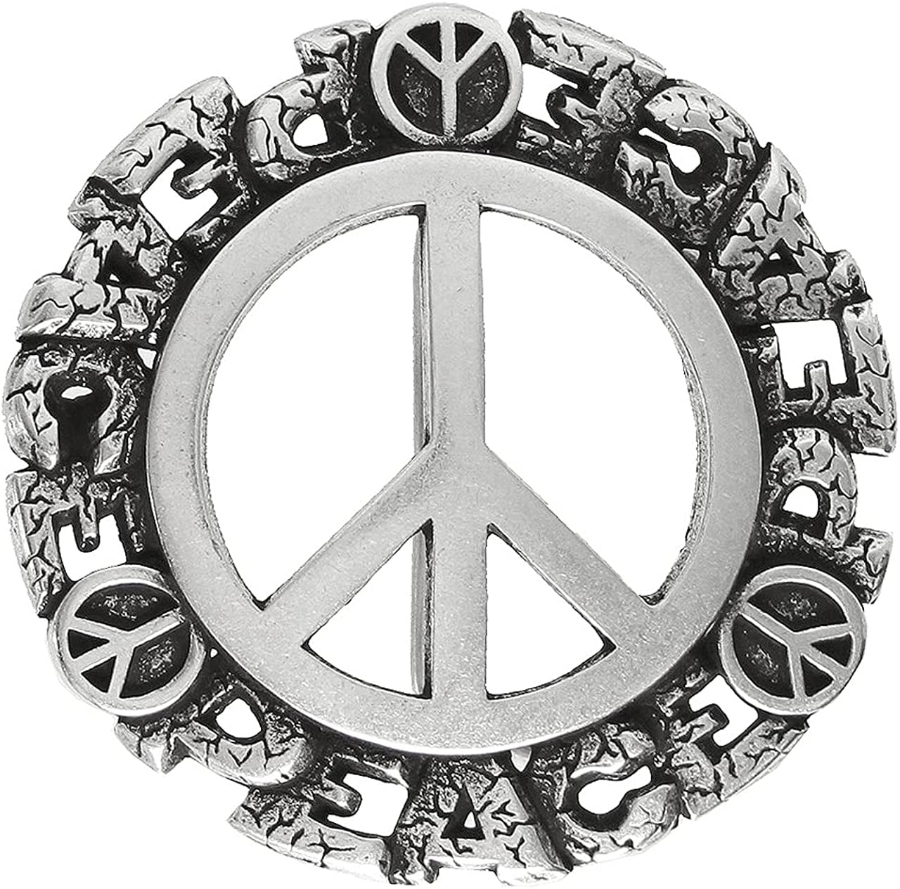 Western Antique Marijuana Hemp Leaf Turquoise Bead Turquoise Peace Sign Skulls Design Belt Buckle, Multi-Style Options Apparel & Accessories > Clothing Accessories > Belt Buckles Belts.com Type Buckle G66 - Ha1548 Antique Silver One Size