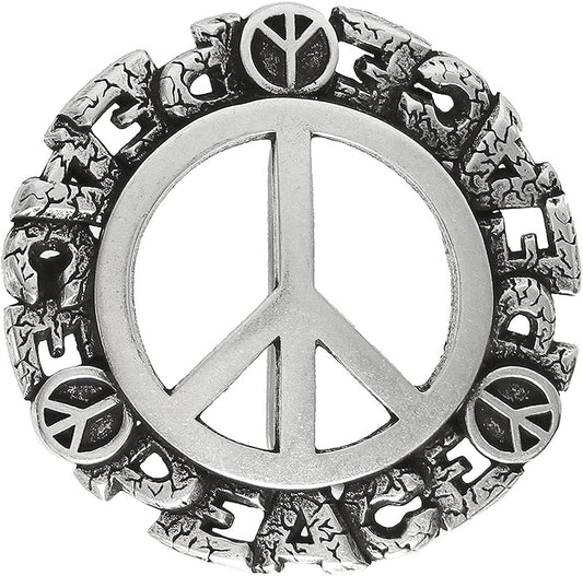 Western Antique Marijuana Hemp Leaf Turquoise Bead Turquoise Peace Sign Skulls Design Belt Buckle, Multi-Style Options Apparel & Accessories > Clothing Accessories > Belt Buckles Belts.com Type Buckle G66 - Ha1548 Antique Silver One Size
