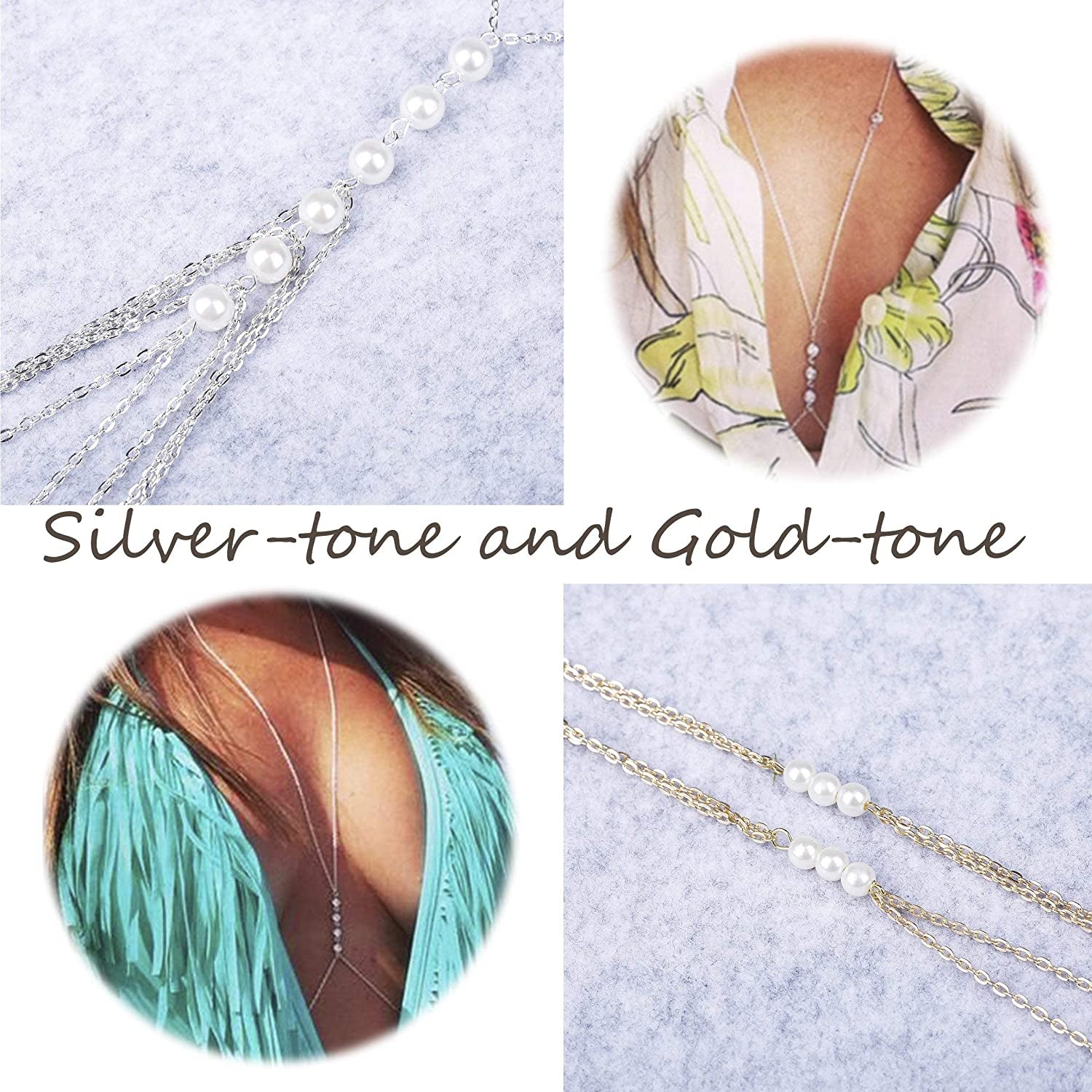 FIBO STEEL Body Chain Jewelry for Women Bikini Belly Chain Necklace Apparel & Accessories > Jewelry > Body Jewelry FIBO STEEL