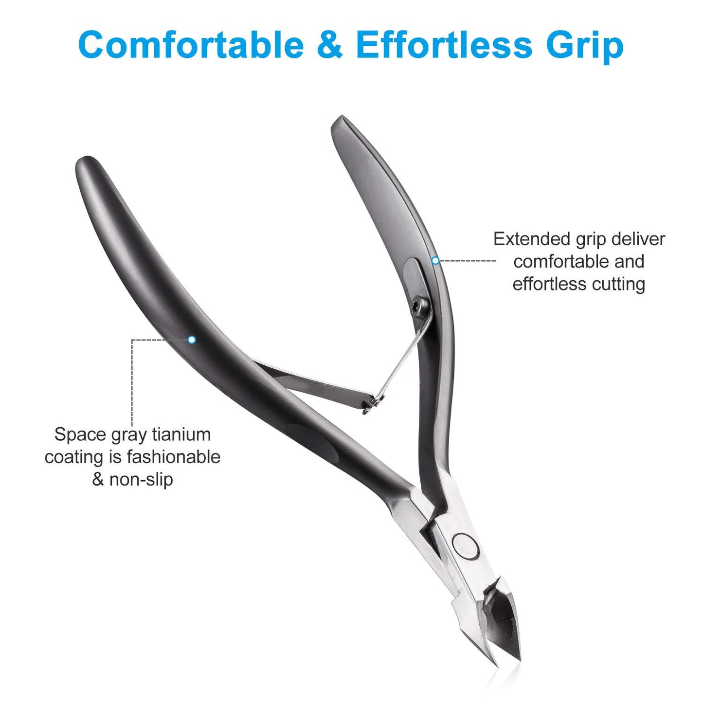 Cuticle Trimmer 3/4 Jaw Extremely Sharp Cuticle Nippers Scissors Stainless Steel Clippers Cutter Remover Pedicure Manicure Nail Tool, Opove X7, Space Gray Health & Beauty > Personal Care > Cosmetics > Cosmetic Tools > Nail Tools OPOVE