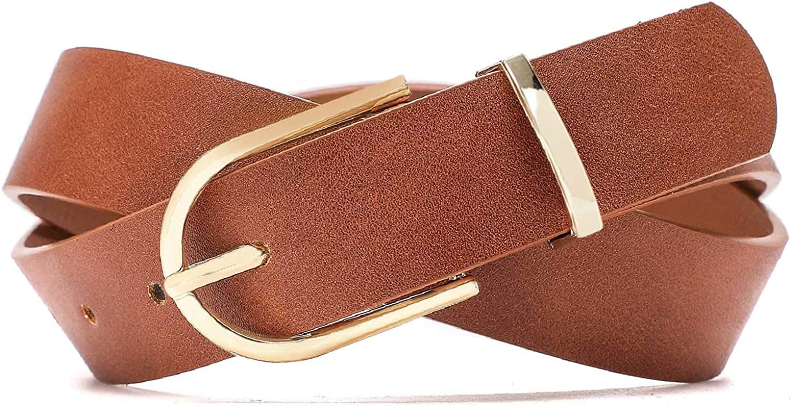 Earnda Women'S Faux Leather Chic Belt for Ladies Jeans Apparel & Accessories > Clothing Accessories > Belts Earnda Brown Large: fits waist from 33"-36"