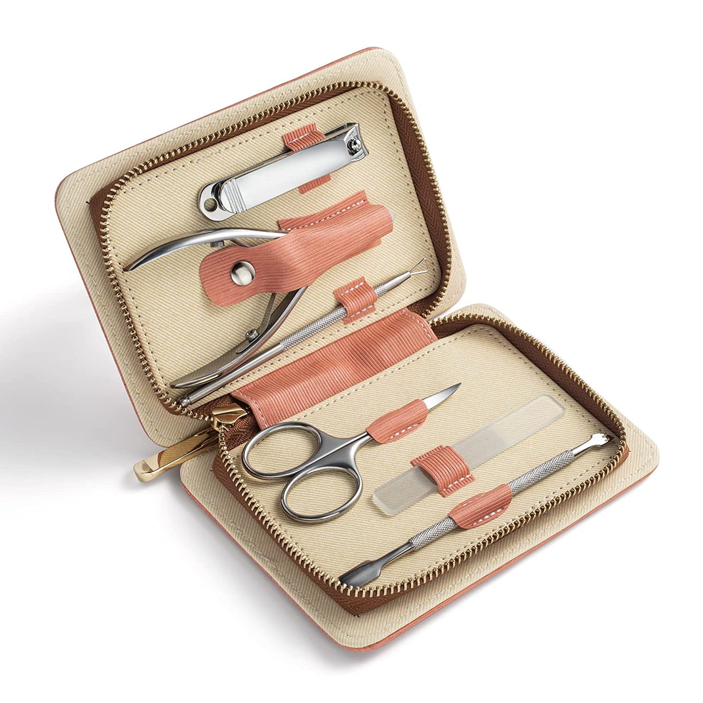 FERYES 6 PCS Manicure Nail Care Kit - Cuticle Removal Tools and Nail Clipper Set – Nail Cutter, Cuticle Nipper, Cuticle Pusher, Nail Scissors, Glass Nail File - Leather Case Packed Health & Beauty > Personal Care > Cosmetics > Cosmetic Tools > Nail Tools FERYES