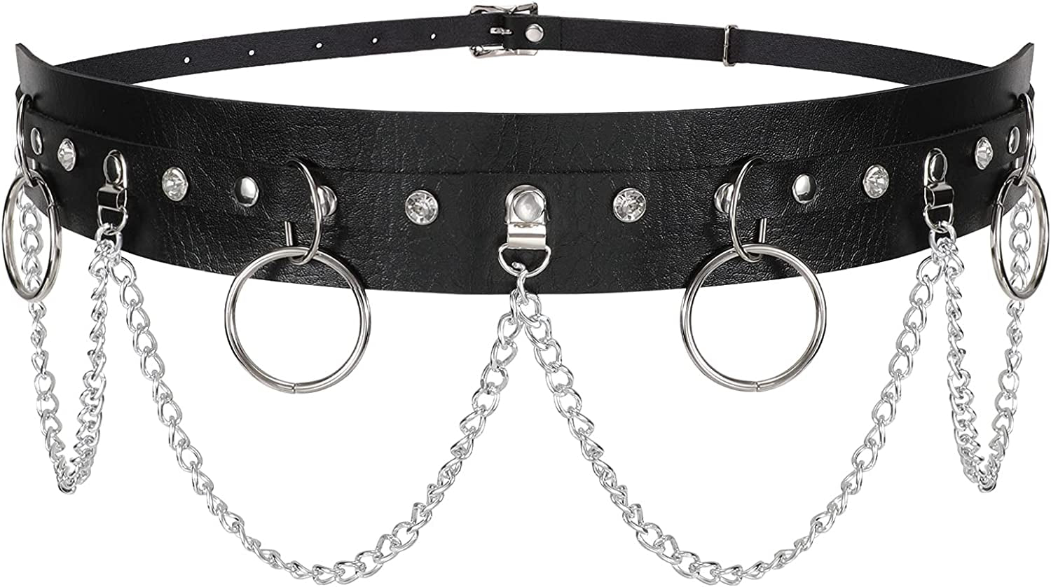 Punk Black Waist Chain Belt,Sansths 7 Layered Belly Body Chains Stylish Waist Belt Body Jewelry for Women and Girls (B-Black) Apparel & Accessories > Jewelry > Body Jewelry SANSTHS B-black20