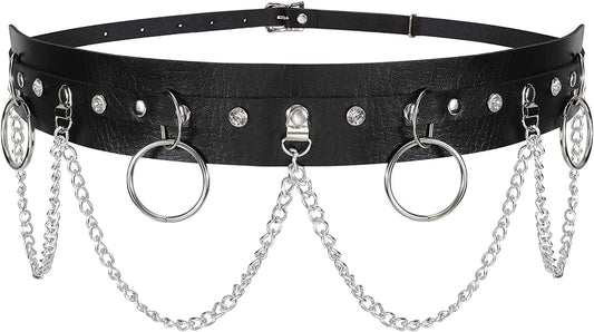 Punk Black Waist Chain Belt,Sansths 7 Layered Belly Body Chains Stylish Waist Belt Body Jewelry for Women and Girls (B-Black) Apparel & Accessories > Jewelry > Body Jewelry SANSTHS B-black20
