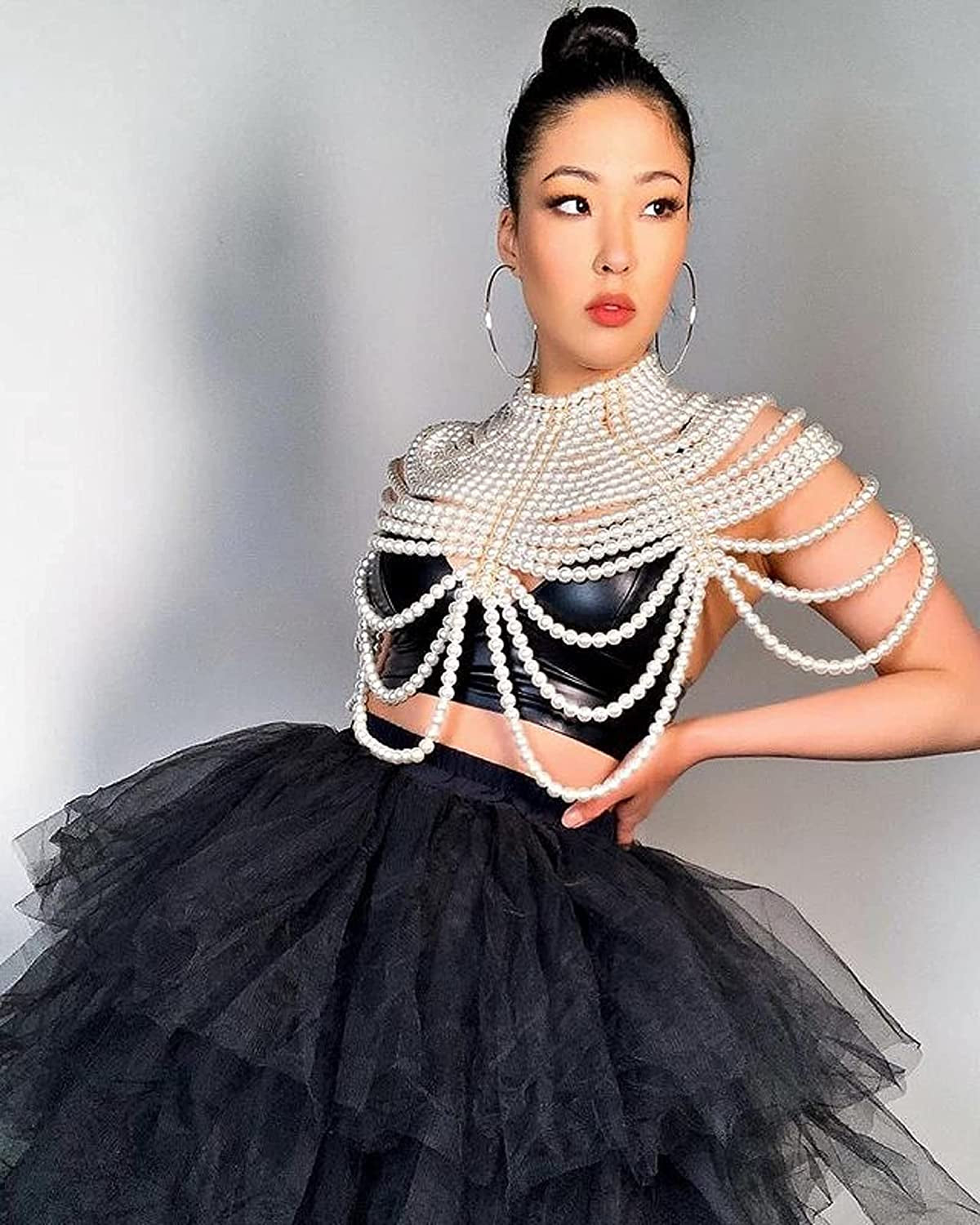 Ccbodily Pearl Body Chain Bra - Fashion Shoulder Necklaces Bra Chain Body Jewelry Apparel & Accessories > Jewelry > Body Jewelry CCbodily