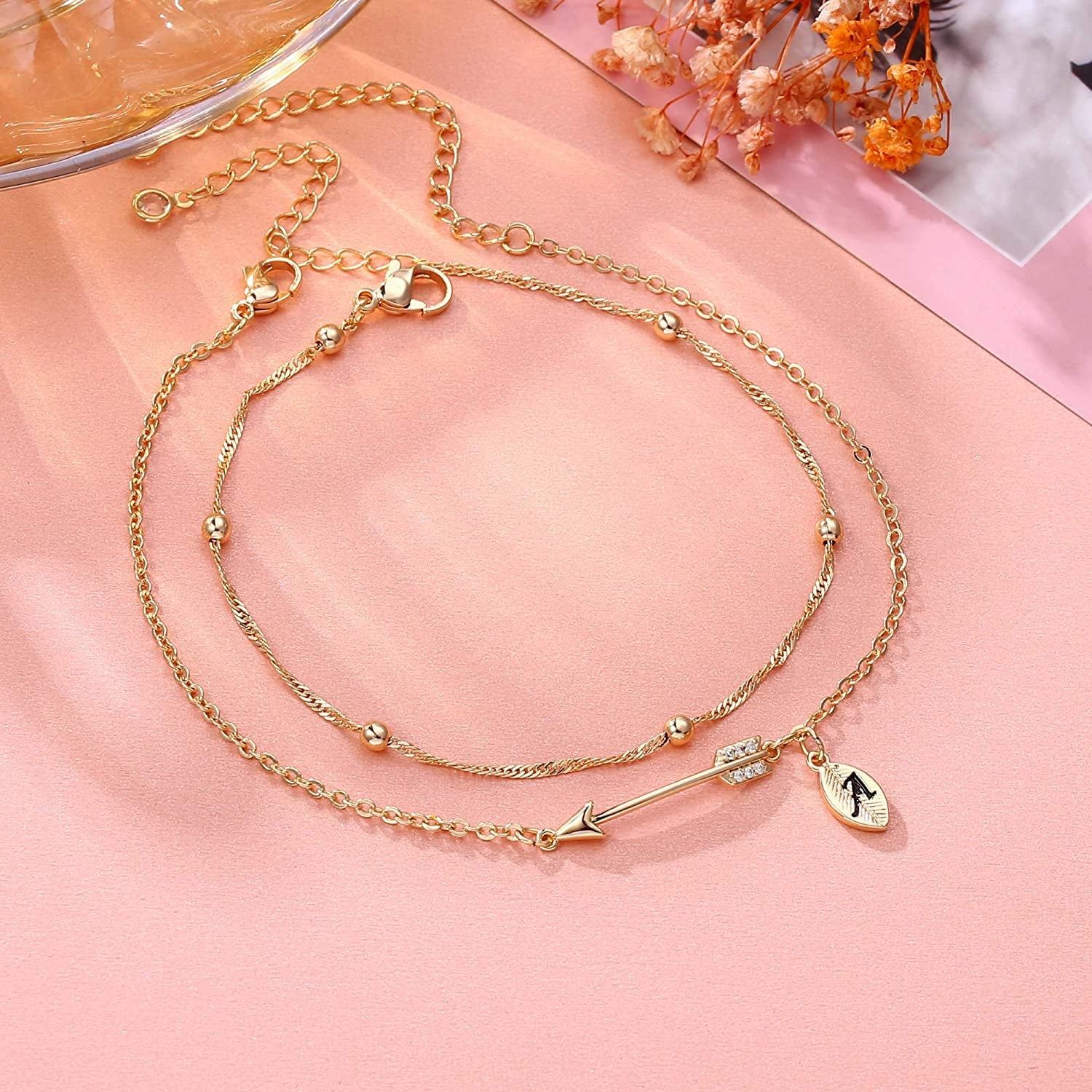 Graduation Gifts for Her 2022 Ankle Bracelets, 14K Gold Plated Inspirational Layering Initial Ankle Bracelets College Graduation Gifts for Her Him Layered Gold Anklets for Women Friendship Gifts Apparel & Accessories > Jewelry > Anklets Yoosteel