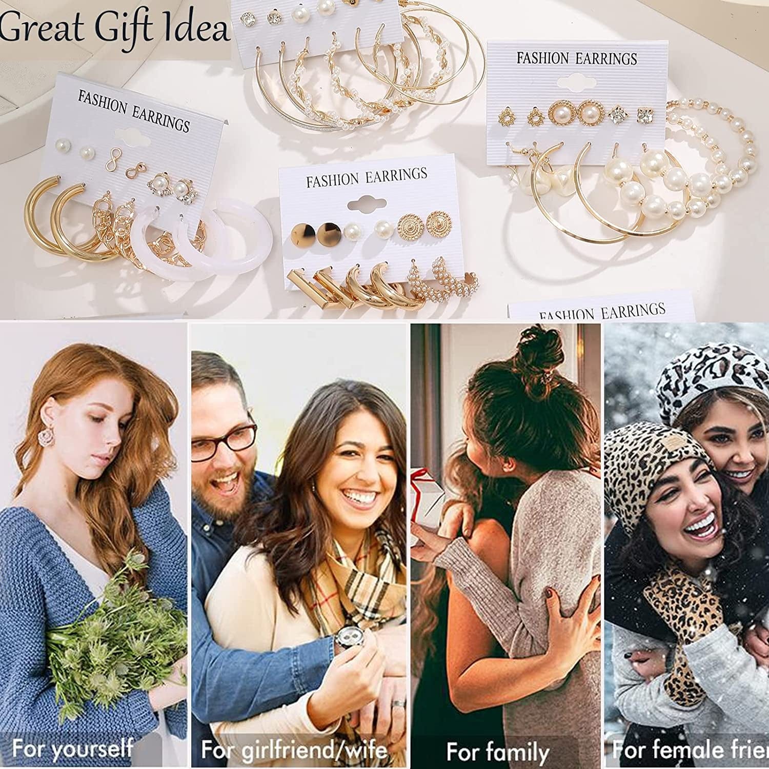 54 Pairs Gold Hoop Earrings Set for Women Multipack, Boho Fashion Statement Stud Hoop Earrings Pack with Pearl Butterfly Shaped Assorted Small Big Hoop Earrings Jewelry for Gift Apparel & Accessories > Jewelry > Earrings 17KM