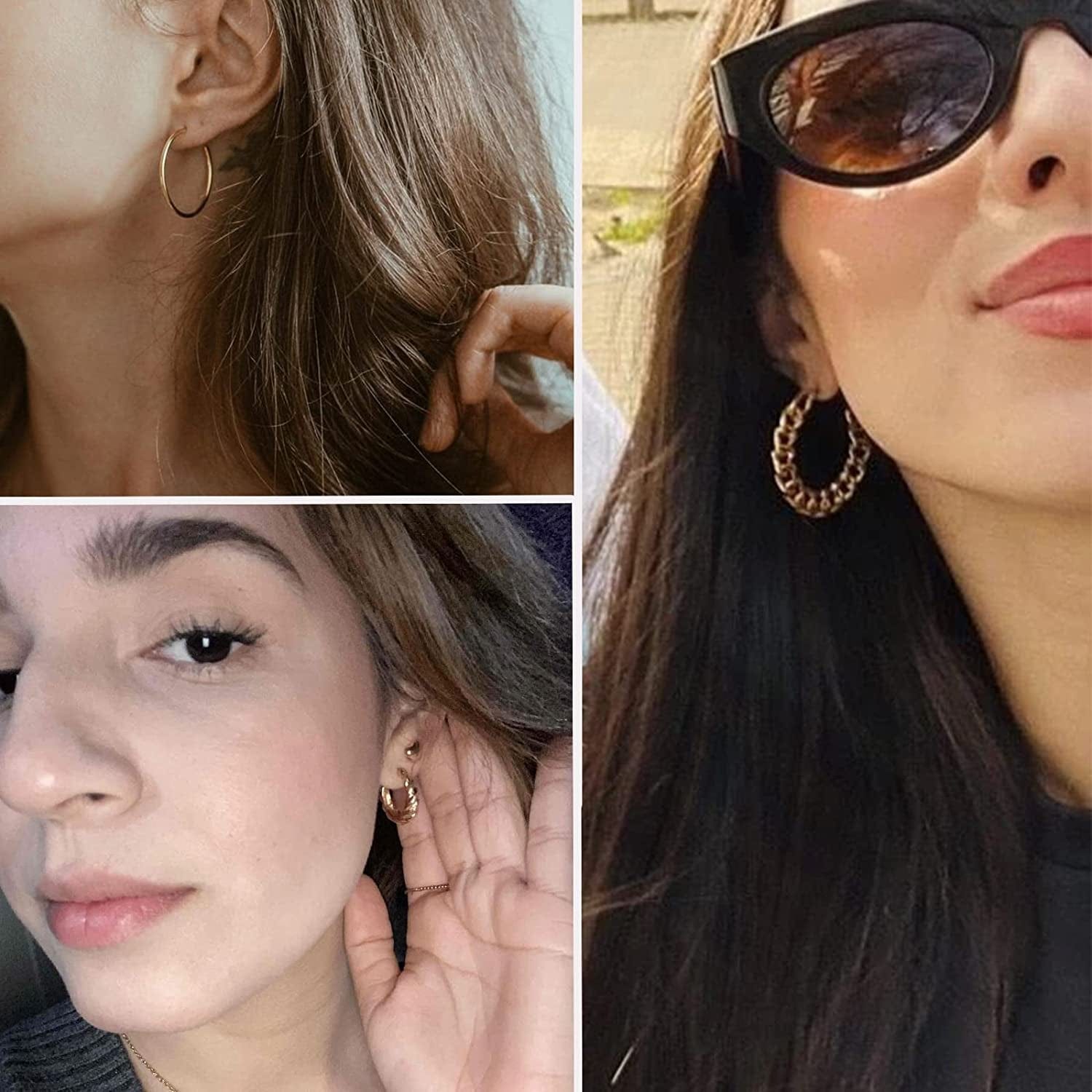 54 Pairs Gold Hoop Earrings Set for Women Multipack, Boho Fashion Statement Stud Hoop Earrings Pack with Pearl Butterfly Shaped Assorted Small Big Hoop Earrings Jewelry for Gift Apparel & Accessories > Jewelry > Earrings 17KM