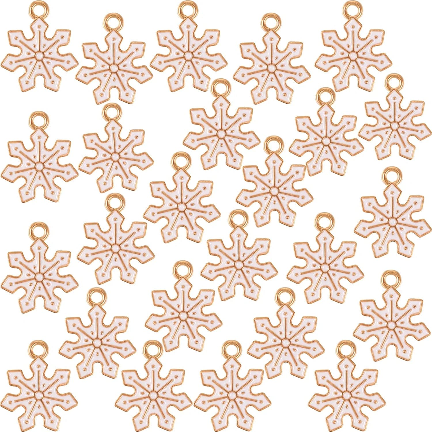 54 Pieces Christmas Enamel Snowflake Charms Enamel Snowflake Winter Charms Necklace Bracelet Earring Pendant Charm Christmas DIY Decoration Charms for Jewelry Making Crafts Supplies Cute Style