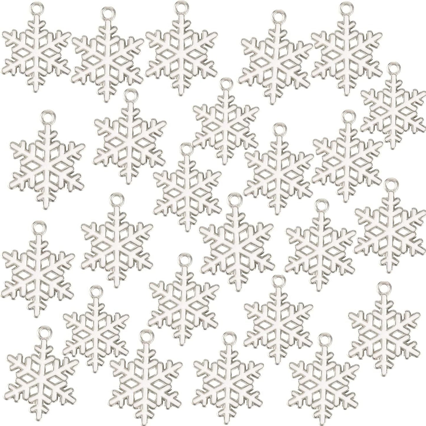54 Pieces Christmas Enamel Snowflake Charms Enamel Snowflake Winter Charms Necklace Bracelet Earring Pendant Charm Christmas DIY Decoration Charms for Jewelry Making Crafts Supplies Classic Style