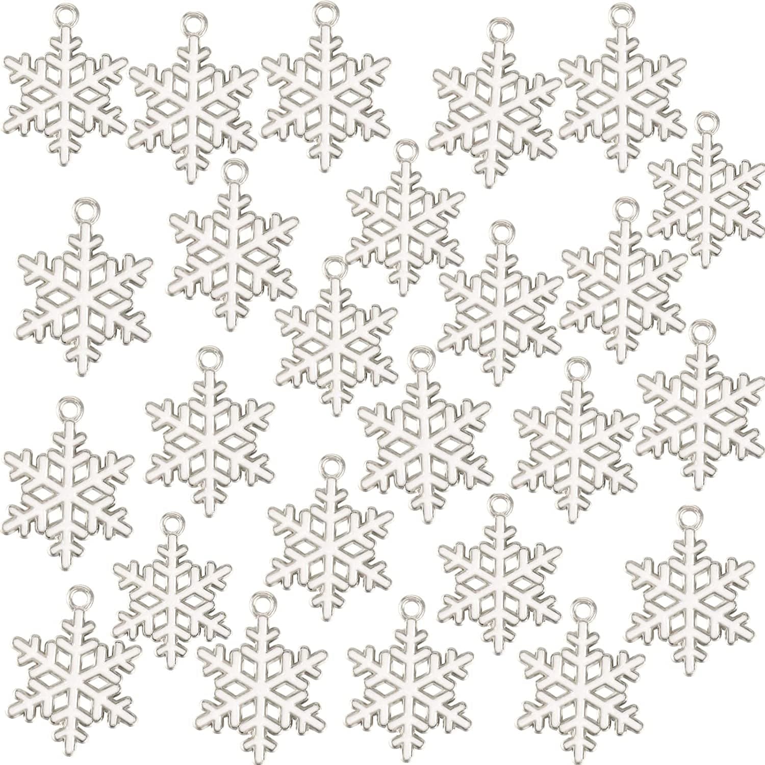 54 Pieces Christmas Enamel Snowflake Charms Enamel Snowflake Winter Charms Necklace Bracelet Earring Pendant Charm Christmas DIY Decoration Charms for Jewelry Making Crafts Supplies Classic Style