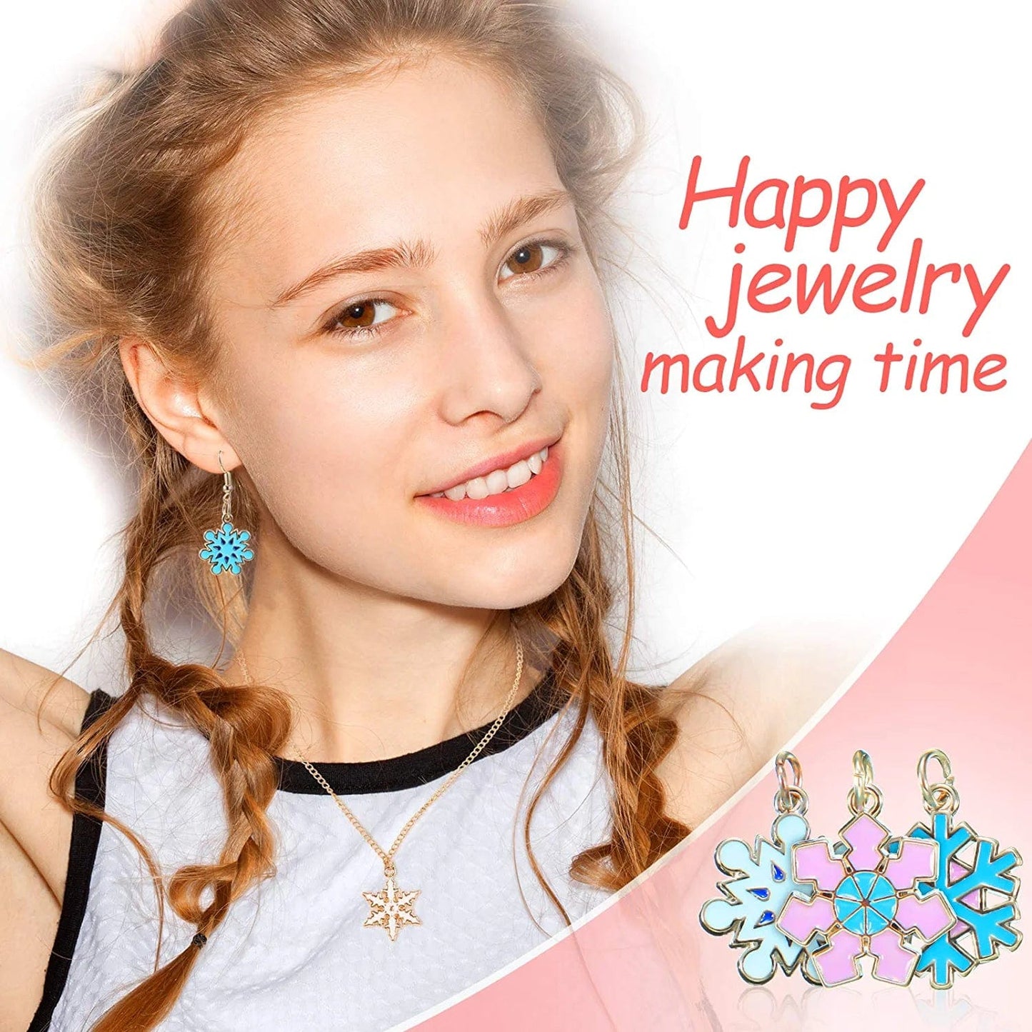 54 Pieces Christmas Enamel Snowflake Charms Enamel Snowflake Winter Charms Necklace Bracelet Earring Pendant Charm Christmas DIY Decoration Charms for Jewelry Making Crafts Supplies