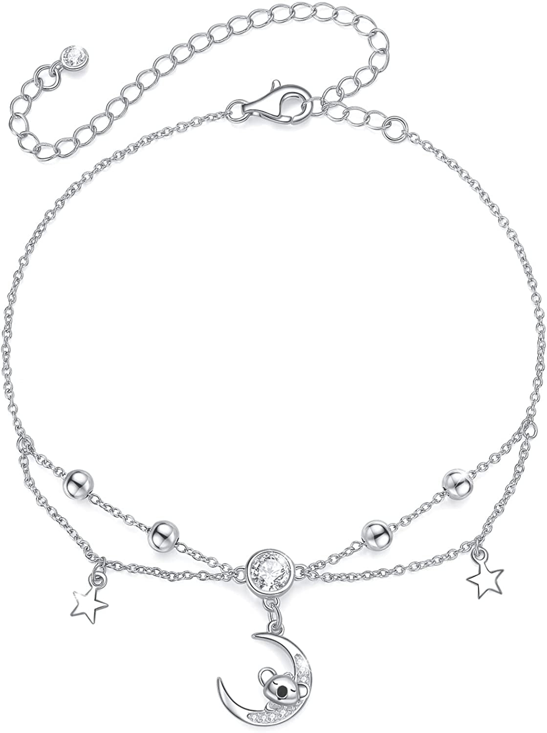 MUATOGIML 925 Sterling Silver Mom Necklace Love Heart Pendant Mama Bear Panda Elephant Sloth Animal Necklaces Mother Son Daughter Jewelry Gifts for Women Mum Family Apparel & Accessories > Jewelry > Anklets MUATOGIML JEWELRY Koala Anklet