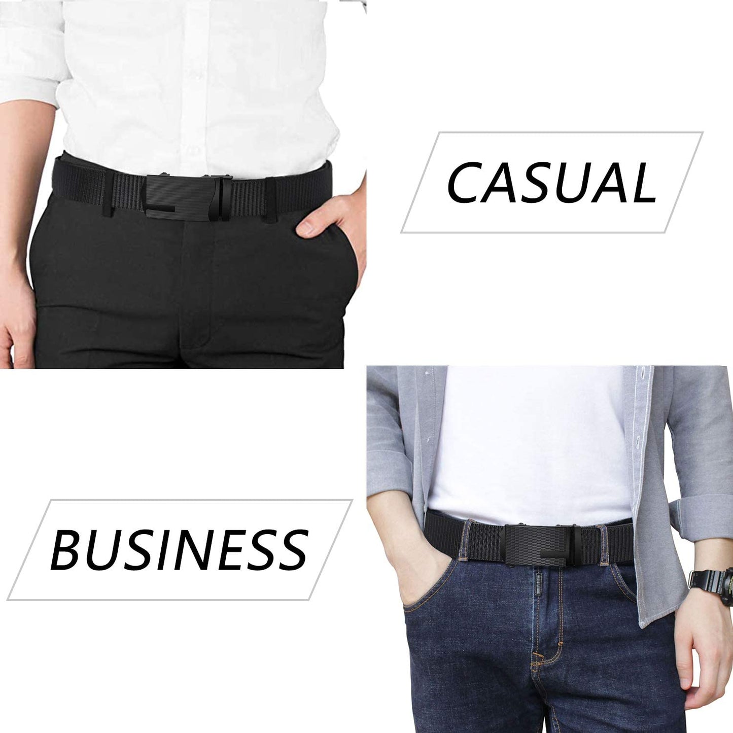 ITIEZY Men'S Nylon Ratchet Belt 2Pack, Adjustable Web Military Tactical Belt with Automatic Slide Buckle, Trim to Fit Apparel & Accessories > Clothing Accessories > Belts ITIEZY