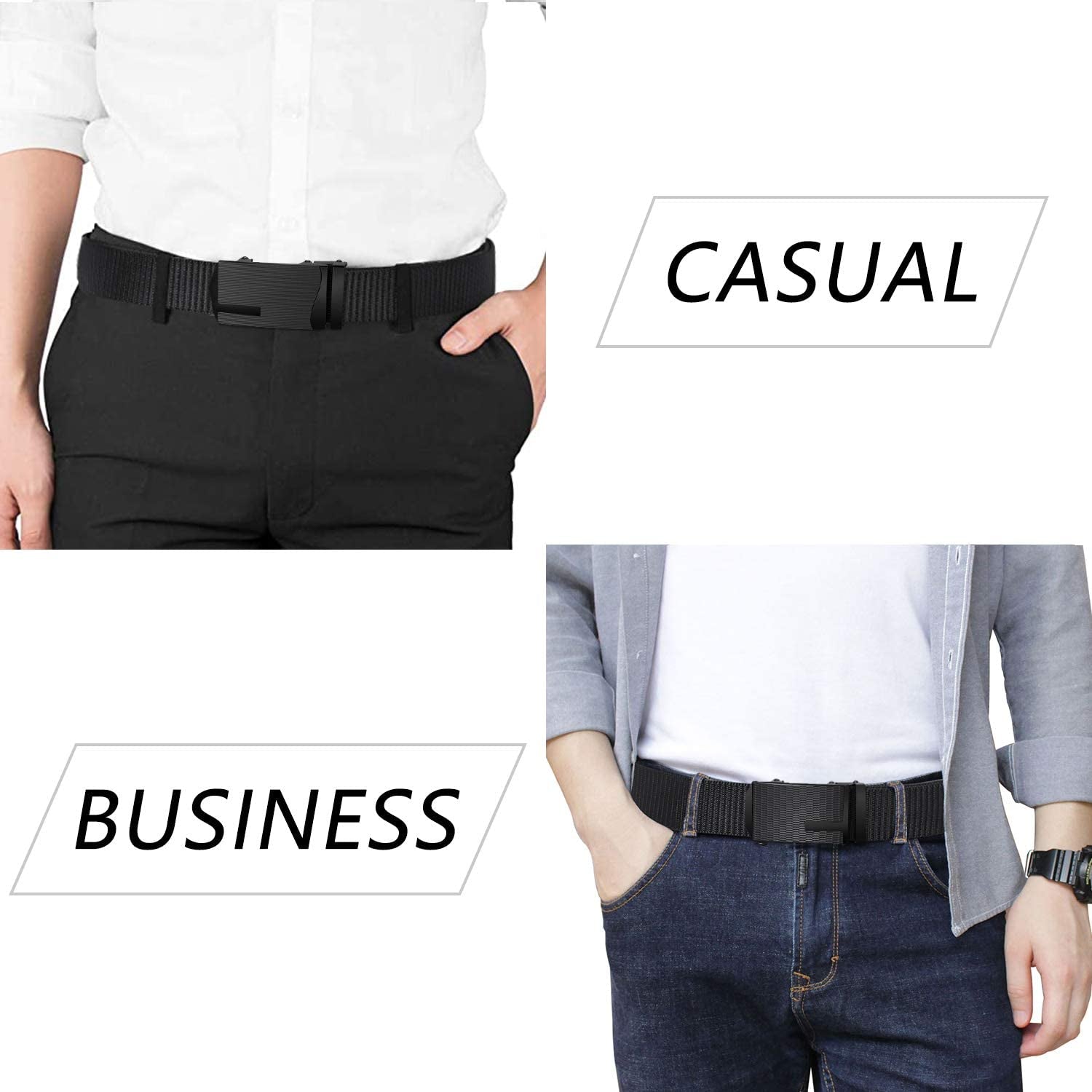 ITIEZY Men'S Nylon Ratchet Belt 2Pack, Adjustable Web Military Tactical Belt with Automatic Slide Buckle, Trim to Fit Apparel & Accessories > Clothing Accessories > Belts ITIEZY