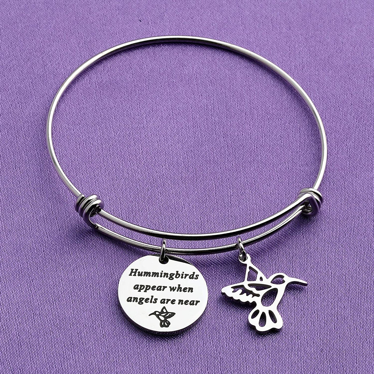 BAUNA Hummingbirds Brcelet Memorial Gifts Hummingbirds Appear When Angels Are near Sympathy Gift for Her Apparel & Accessories > Jewelry > Bracelets BAUNA