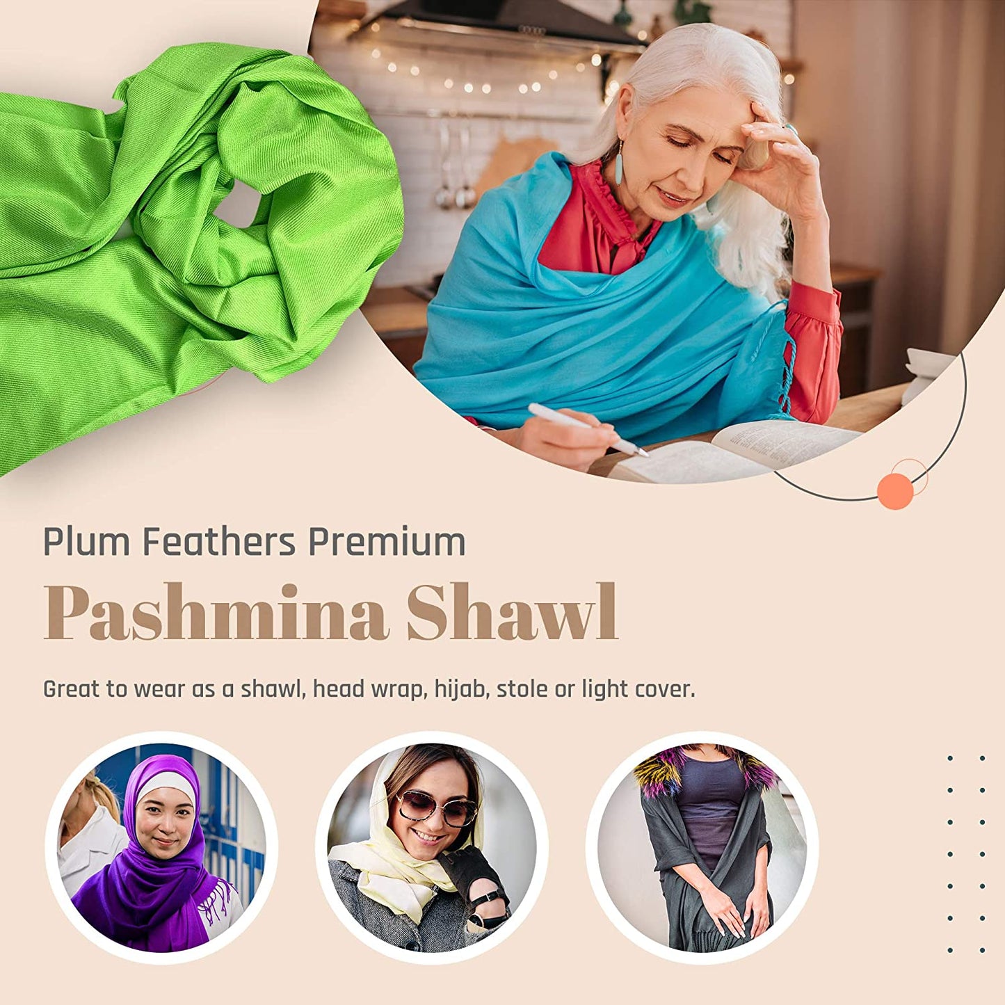 Plum Feathers Premium Solid Color and Metallic Fashion Scarf, Womens Pashmina Shawl Wrap with Fringes Apparel & Accessories > Clothing Accessories > Scarves & Shawls Plum Feathers