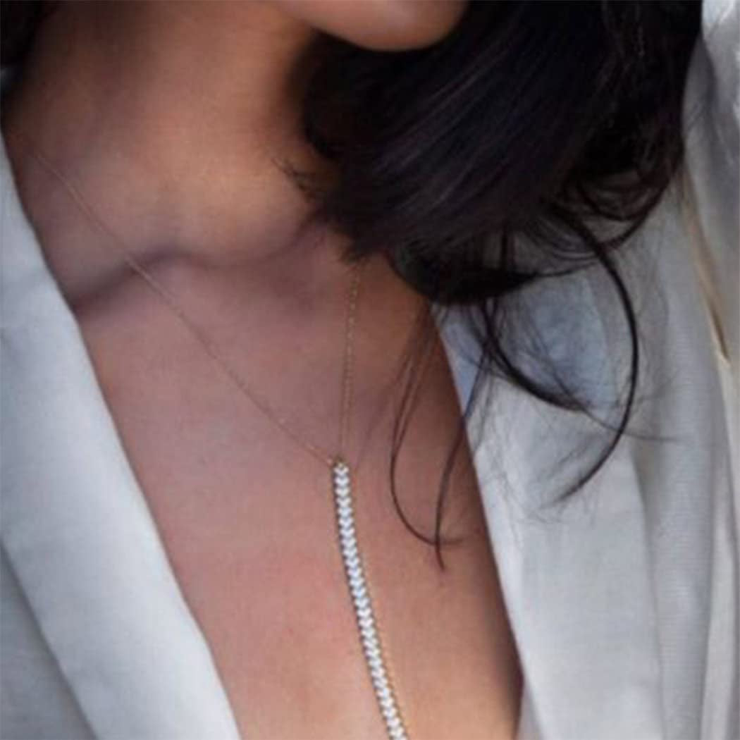 Bodiy Crystal Body Chains Bra Gold Rhinestones Chest Chain Bikini Rave Party Club Body Jewelry Sparkly Accessories for Women and Girls (Gold-3) Apparel & Accessories > Jewelry > Body Jewelry BODIY