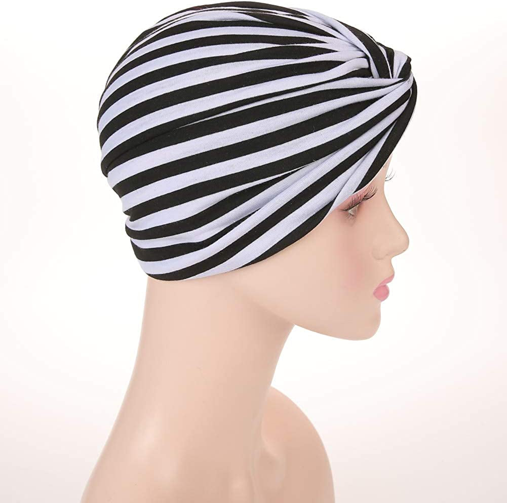 Cotton Striped Beanie Turban Chemo Hat Head Wrap Cap Headwear for Cancer Patients Apparel & Accessories > Clothing Accessories > Headwear beauty YFJH