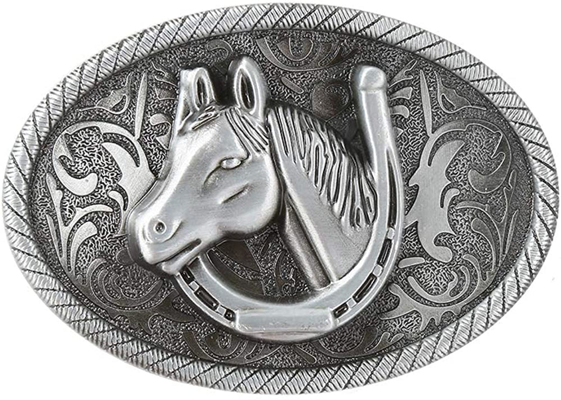 KDG Western Cowboy Belt Buckle for Belt Accessories Custom Buckle Apparel & Accessories > Clothing Accessories > Belt Buckles KDG 1-retro Silver Horse Oval Shape